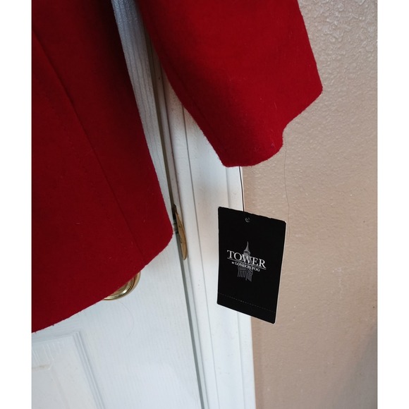 London Fog Wool Blend Single Breasted Lined Pea Coat Winter Red Women XL - Picture 6 of 12